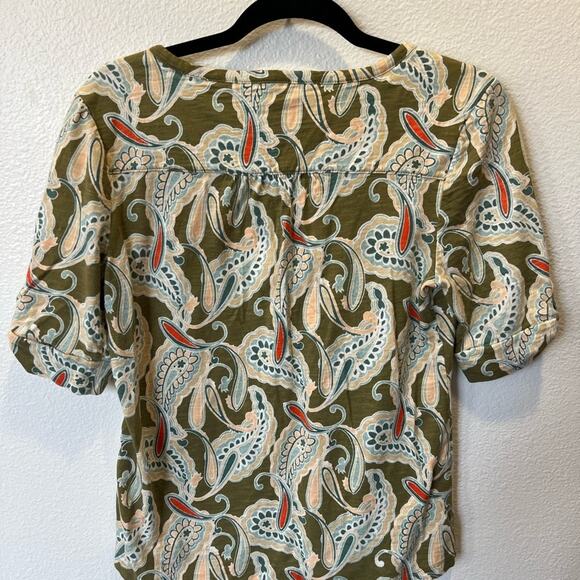 Chicos CottonSlub Paisley Henley Tee size 1 - Picture 4 of 5